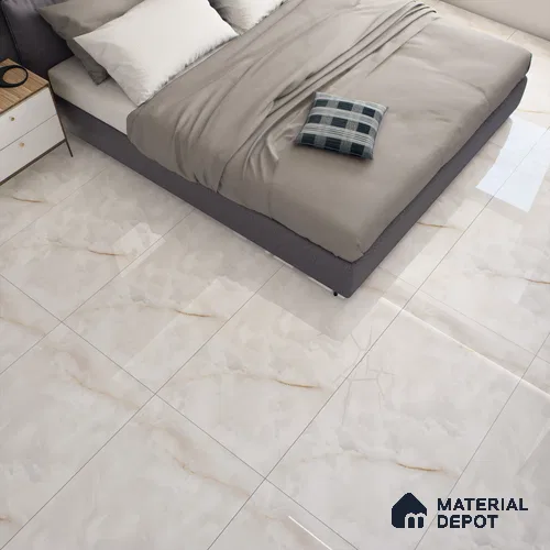Cream Marble Floor & Wall Tile TL 07469 Gravier Royal Swiss Onyx 4 ft x 2 ft Vitrified High Gloss Finish - 9 mm | Random 4 | Suitable for Living Room, Bedroom, Bathroom
