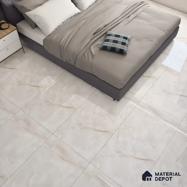 Cream Marble Floor & Wall Tile TL 07469 Gravier Royal Swiss Onyx 4 ft x 2 ft Vitrified High Gloss Finish - 9 mm | Random 4 | Suitable for Living Room, Bedroom, Bathroom