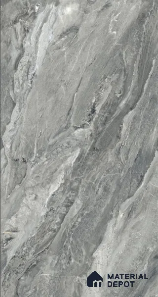 Grey Marble Floor & Wall Tile TL 07447 B Royal Sofita Grey 4 ft x 2 ft Vitrified High Gloss Finish - 9 mm | Seamless 5 | Suitable for Living Room, Bedroom, Bathroom