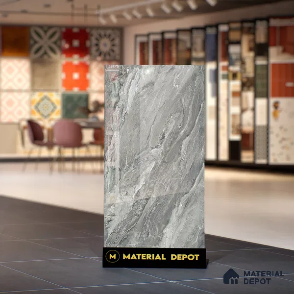 Grey Marble Floor & Wall Tile TL 07447 B Royal Sofita Grey 4 ft x 2 ft Vitrified High Gloss Finish - 9 mm | Seamless 5 | Suitable for Living Room, Bedroom, Bathroom