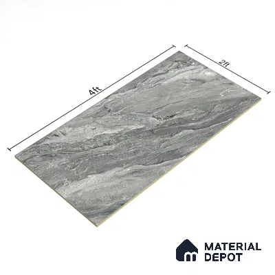 Grey Marble Floor & Wall Tile TL 07447 B  Royal Sofita Grey 4 ft x 2 ft Vitrified High Gloss Finish - 9 mm | Seamless 5 | Suitable for Living Room, Bedroom, Bathroom