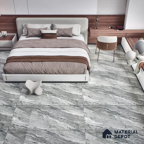 Grey Marble Floor & Wall Tile TL 07447 B  Royal Sofita Grey 4 ft x 2 ft Vitrified High Gloss Finish - 9 mm | Seamless 5 | Suitable for Living Room, Bedroom, Bathroom