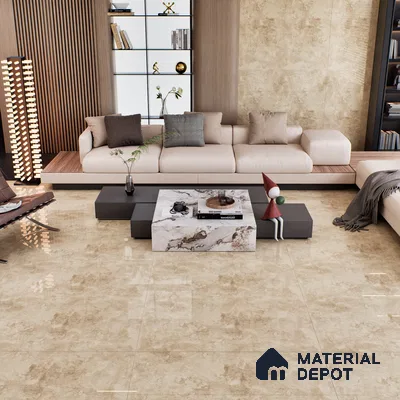 Brown Marble Floor & Wall Tile TL 07460 B Gravier Royal Sigma Brown 4 ft x 2 ft Vitrified High Gloss Finish - 9 mm | Seamless 5 | Suitable for Living Room, Bedroom, Bathroom (Sample)