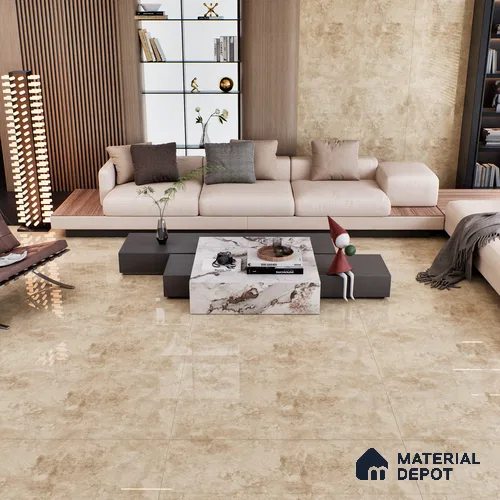 Brown Marble Floor & Wall Tile TL 07460 B Gravier Royal Sigma Brown 4 ft x 2 ft Vitrified High Gloss Finish - 9 mm | Seamless 5 | Suitable for Living Room, Bedroom, Bathroom