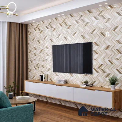 Brown Highlighter Wall Tile TL 07460 C Prestige Royal Sigma Brown Decor 4 ft x 2 ft Vitrified High Gloss Finish - 9 mm | Suitable For Bathroom, Accent/Feature Wall, Dining Area