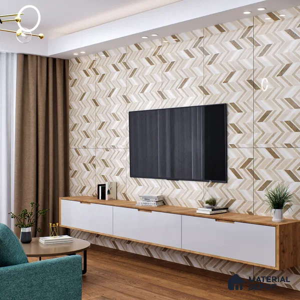 Brown Highlighter Wall Tile TL 07460 C Prestige Royal Sigma Brown Decor 4 ft x 2 ft Vitrified High Gloss Finish - 9 mm | Suitable For Bathroom, Accent/Feature Wall, Dining Area