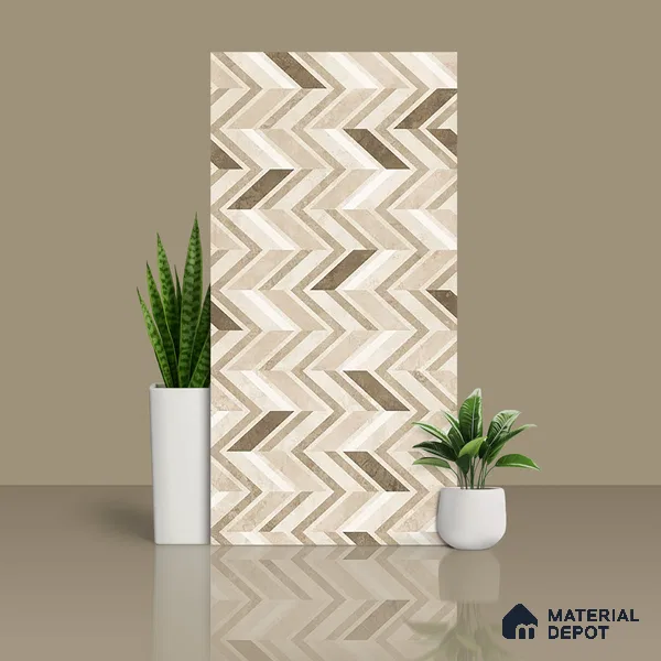 Brown Highlighter Wall Tile TL 07460 C Prestige Royal Sigma Brown Decor 4 ft x 2 ft Vitrified High Gloss Finish - 9 mm | Suitable For Bathroom, Accent/Feature Wall, Dining Area