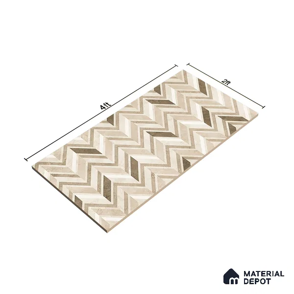 Brown Highlighter Wall Tile TL 07460 C Prestige Royal Sigma Brown Decor 4 ft x 2 ft Vitrified High Gloss Finish - 9 mm | Suitable For Bathroom, Accent/Feature Wall, Dining Area