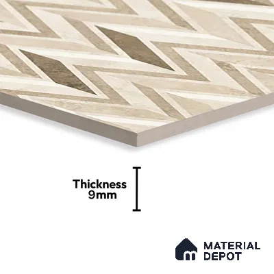 Brown Highlighter Wall Tile TL 07460 C Prestige Royal Sigma Brown Decor 4 ft x 2 ft Vitrified High Gloss Finish - 9 mm | Suitable For Bathroom, Accent/Feature Wall, Dining Area