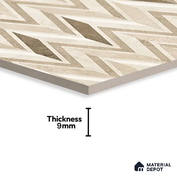 Brown Highlighter Wall Tile TL 07460 C Prestige Royal Sigma Brown Decor 4 ft x 2 ft Vitrified High Gloss Finish - 9 mm | Suitable For Bathroom, Accent/Feature Wall, Dining Area