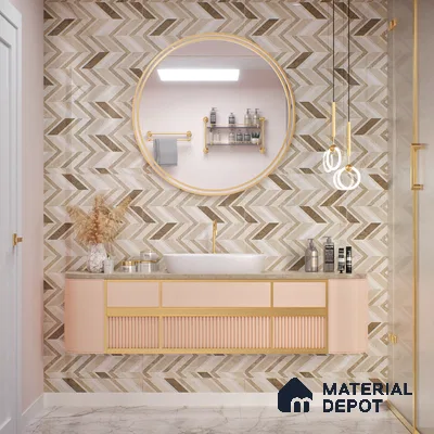 Brown Highlighter Wall Tile TL 07460 C Prestige Royal Sigma Brown Decor 4 ft x 2 ft Vitrified High Gloss Finish - 9 mm | Suitable For Bathroom, Accent/Feature Wall, Dining Area