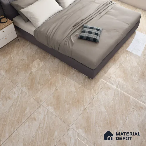 Cream Marble Floor & Wall Tile TL 07466 Gravier Royal Dyna Grand 4 ft x 2 ft Vitrified High Gloss Finish - 9 mm | Seamless 4 | Suitable for Living Room, Bedroom, Bathroom