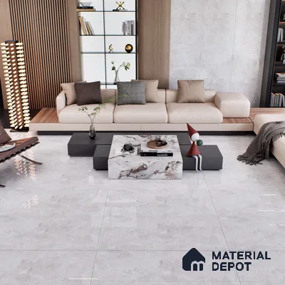 Silver Marble Floor & Wall Tile TL 07459 Gravier Royal Sigma Silver 4 ft x 2 ft Vitrified High Gloss Finish - 9 mm | Seamless 5 | Suitable for Living Room, Bedroom, Bathroom