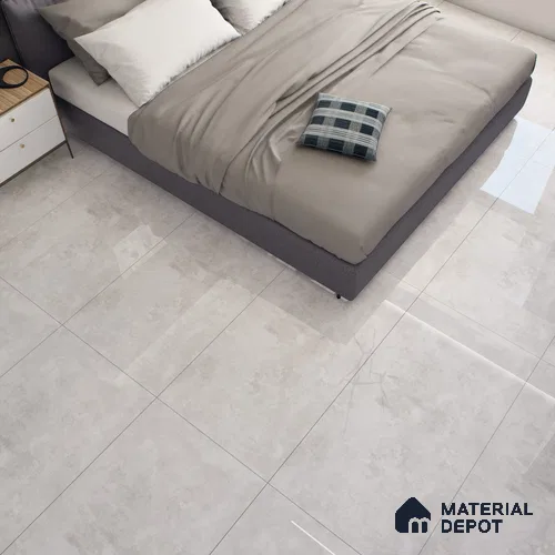 Silver Marble Floor & Wall Tile TL 07459 Gravier Royal Sigma Silver 4 ft x 2 ft Vitrified High Gloss Finish - 9 mm | Seamless 5 | Suitable for Living Room, Bedroom, Bathroom
