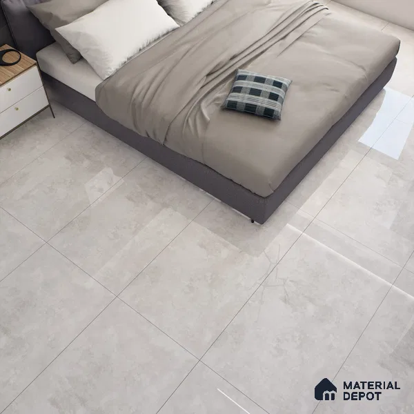 Silver Marble Floor & Wall Tile TL 07459 Gravier Royal Sigma Silver 4 ft x 2 ft Vitrified High Gloss Finish - 9 mm | Seamless 5 | Suitable for Living Room, Bedroom, Bathroom
