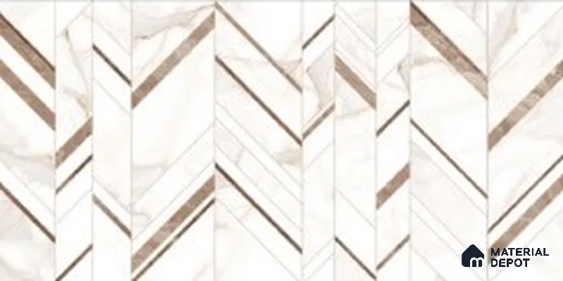 Cream Highlighter Wall Tile TL 07445 B Prestige Royal Statuario Seville Decor 4 ft x 2 ft Vitrified High Gloss Finish - 9 mm |  Suitable for Living Room, Bedroom, Bathroom (Sample)