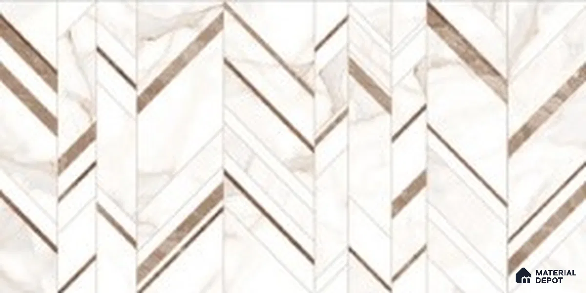 Cream Highlighter Wall Tile TL 07445 B Prestige Royal Statuario Seville Decor 4 ft x 2 ft Vitrified High Gloss Finish - 9 mm |  Suitable for Living Room, Bedroom, Bathroom (Sample)