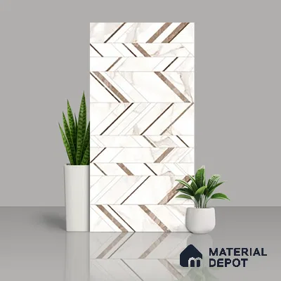 Cream Highlighter Wall Tile TL 07445 B Prestige Royal Statuario Seville Decor 4 ft x 2 ft Vitrified High Gloss Finish - 9 mm |  Suitable for Living Room, Bedroom, Bathroom (Sample)
