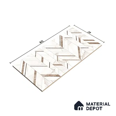 Cream Highlighter Wall Tile TL 07445 B Prestige Royal Statuario Seville Decor 4 ft x 2 ft Vitrified High Gloss Finish - 9 mm |  Suitable for Living Room, Bedroom, Bathroom (Sample)