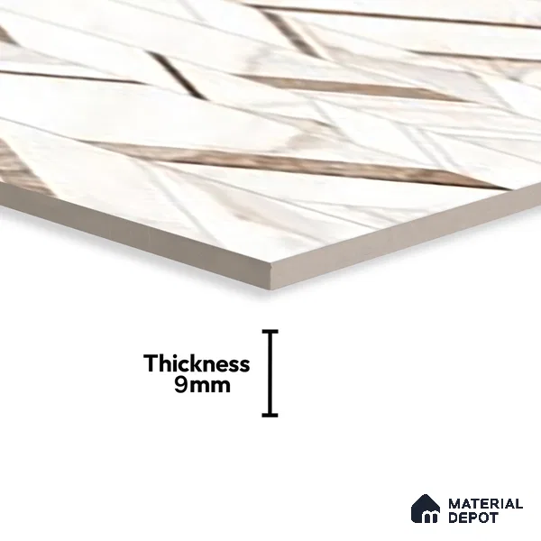 Cream Highlighter Wall Tile TL 07445 B Prestige Royal Statuario Seville Decor 4 ft x 2 ft Vitrified High Gloss Finish - 9 mm |  Suitable for Living Room, Bedroom, Bathroom (Sample)