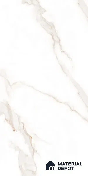 Cream Marble Floor & Wall Tile TL 07445 Gravier Royal Statuario Seville 4 ft x 2 ft Vitrified High Gloss Finish - 9 mm | Random 6 | Suitable for Living Room, Bedroom, Bathroom