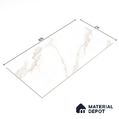Cream Marble Floor & Wall Tile TL 07445 Gravier Royal Statuario Seville 4 ft x 2 ft Vitrified High Gloss Finish - 9 mm | Random 6 | Suitable for Living Room, Bedroom, Bathroom