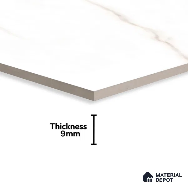 Cream Marble Floor & Wall Tile TL 07445 Gravier Royal Statuario Seville 4 ft x 2 ft Vitrified High Gloss Finish - 9 mm | Random 6 | Suitable for Living Room, Bedroom, Bathroom