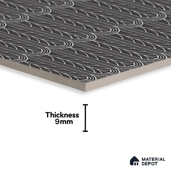 Black Highlighter Wall Tile TL 07441 C Prestige Royal Stonex Nero Zoi Lust 4 ft x 2 ft Vitrified Punch Finish - 9 mm |  Suitable for Living Room, Bedroom, Bathroom
