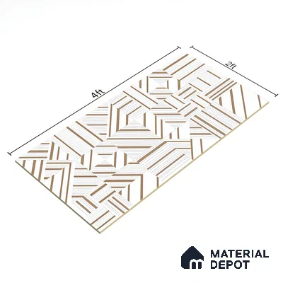 Cream Highlighter Floor & Wall Tile TL 07440  Royal Elemento Tria Metal 4 ft x 2 ft Vitrified Punch Finish - 9 mm | Suitable For Bathroom, Accent/Feature Wall, Dining Area