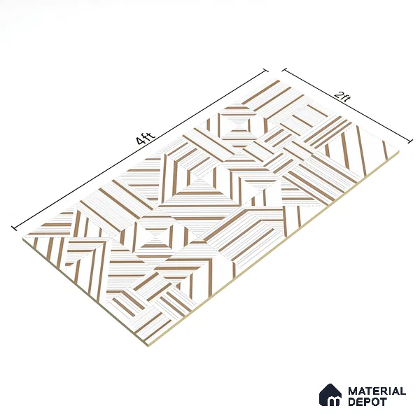 Cream Highlighter Floor & Wall Tile TL 07440 Royal Elemento Tria Metal 4 ft x 2 ft Vitrified Punch Finish - 9 mm | Suitable For Bathroom, Accent/Feature Wall, Dining Area