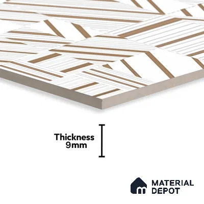 Cream Highlighter Floor & Wall Tile TL 07440  Royal Elemento Tria Metal 4 ft x 2 ft Vitrified Punch Finish - 9 mm | Suitable For Bathroom, Accent/Feature Wall, Dining Area