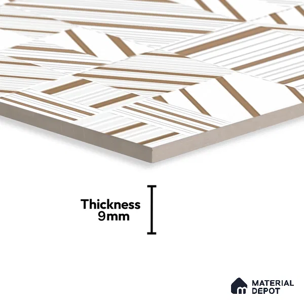Cream Highlighter Floor & Wall Tile TL 07440 Royal Elemento Tria Metal 4 ft x 2 ft Vitrified Punch Finish - 9 mm | Suitable For Bathroom, Accent/Feature Wall, Dining Area