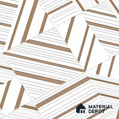 Cream Highlighter Floor & Wall Tile TL 07440  Royal Elemento Tria Metal 4 ft x 2 ft Vitrified Punch Finish - 9 mm | Suitable For Bathroom, Accent/Feature Wall, Dining Area