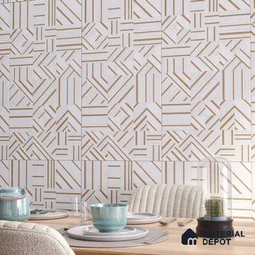 Cream Highlighter Floor & Wall Tile TL 07440  Royal Elemento Tria Metal 4 ft x 2 ft Vitrified Punch Finish - 9 mm |  Suitable for Living Room, Bedroom, Bathroom