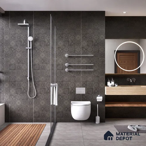 Black Highlighter Wall Tile TL 07443 Prestige Royal Quadrato Black Decor 4 ft x 2 ft Full Body Vitrified Finish - 9 mm | Suitable For Bathroom, Accent/Feature Wall, Dining Area