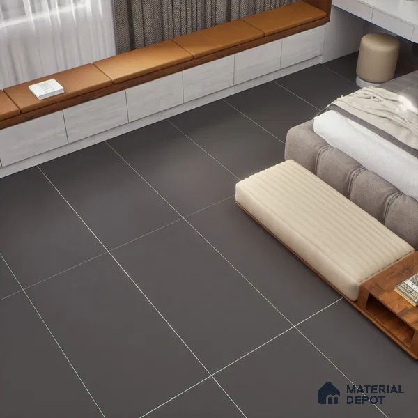 Black Plain Floor & Wall Tile TL 07442 B  Royal Sucre Black 4 ft x 2 ft Vitrified Sugar Finish - 9 mm |  Suitable for Living Room, Bedroom, Bathroom (Sample)