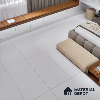 White Plain Floor & Wall Tile TL 07442  Royal Sucre White 4 ft x 2 ft Vitrified Sugar Finish - 9 mm |  Suitable for Living Room, Bedroom, Bathroom (Sample)
