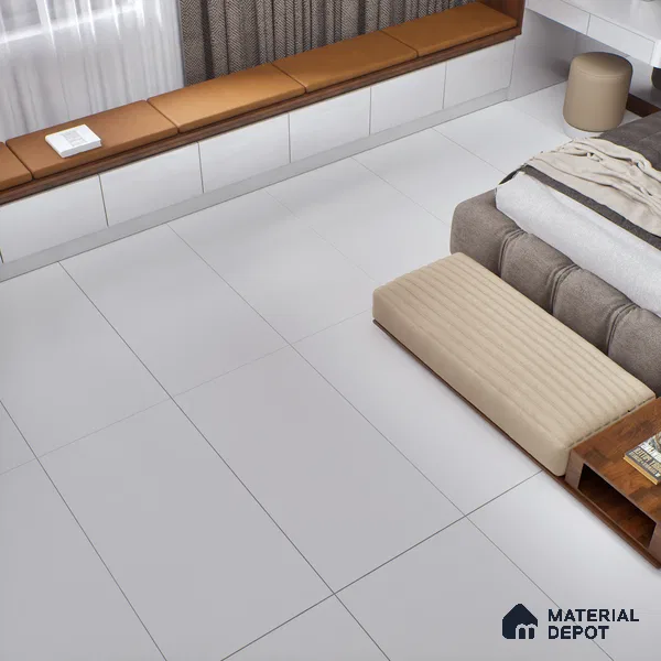 White Plain Floor & Wall Tile TL 07442  Royal Sucre White 4 ft x 2 ft Vitrified Sugar Finish - 9 mm |  Suitable for Living Room, Bedroom, Bathroom (Sample)