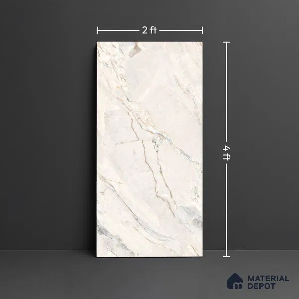 Marble Look Wall & Floor Tile TL 10413 SGH Pearl Argenta 4 ft x 2 ft Matte Finish Vitrified Tile - 9 mm | Suitable For living Room, Bedroom, Bathroom