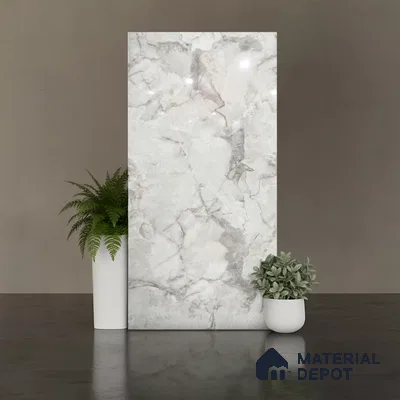 Marble Look Floor Tile TL 10422 Harmony Bianco Endless 4 ft x 2 ft Glossy Finish Vitrified Tile - 9 mm | Suitable For living Room, Bedroom, Bathroom