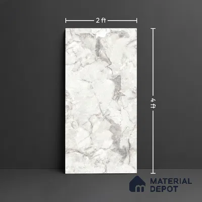 Marble Look Floor Tile TL 10422 Harmony Bianco Endless 4 ft x 2 ft Glossy Finish Vitrified Tile - 9 mm | Suitable For living Room, Bedroom, Bathroom