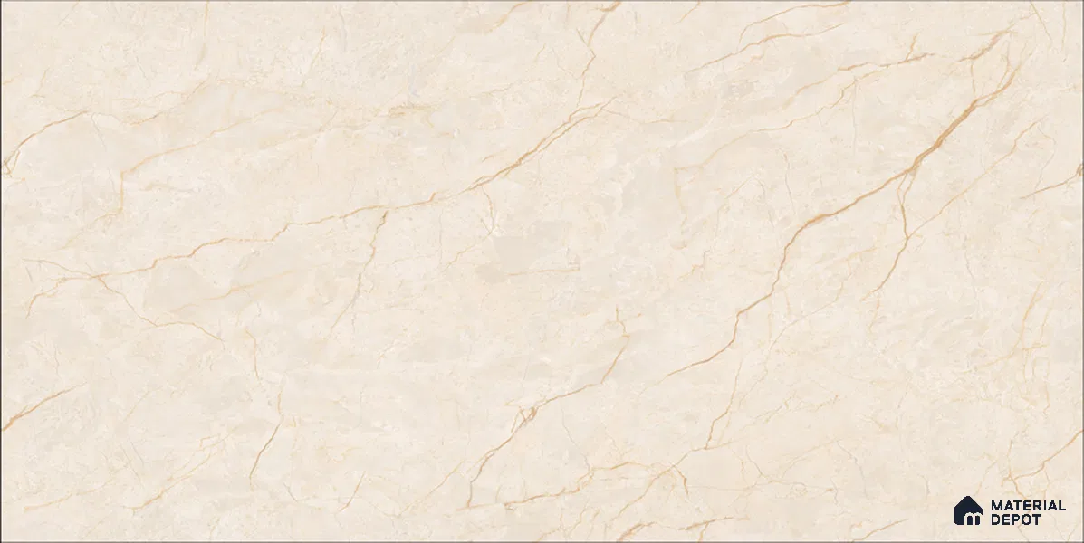 Marble Floor & Wall TL 12684 Botticino Classico 4 ft x 2 ft Glossy Finish Vitrified Tile - 9 mm | 4 Random Design