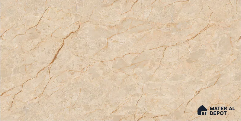 Marble Floor & Wall TL 12684 B Crema Valencia 4 ft x 2 ft Glossy Finish Vitrified Tile - 9 mm | 4 Random Design