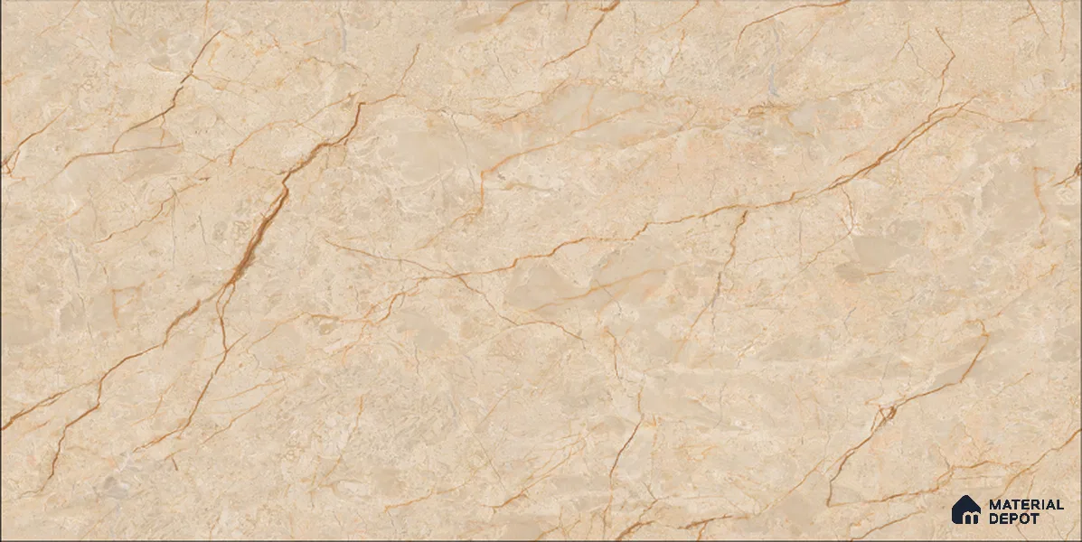 Marble Floor & Wall TL 12684 B Crema Valencia 4 ft x 2 ft Glossy Finish Vitrified Tile - 9 mm | 4 Random Design
