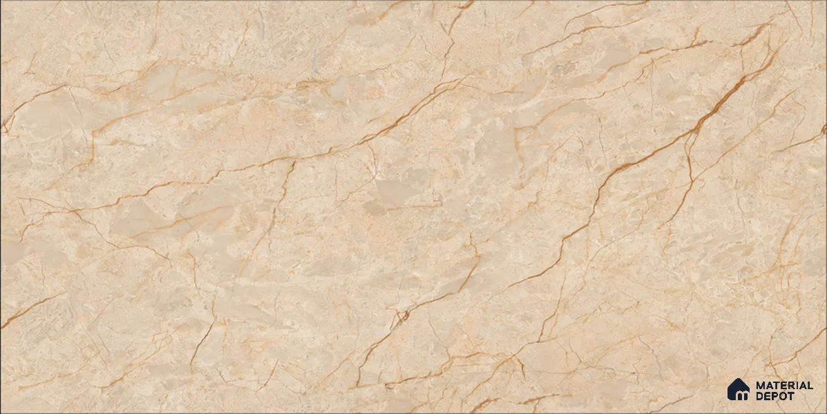 Marble Floor & Wall TL 12684 B Crema Valencia 4 ft x 2 ft Glossy Finish Vitrified Tile - 9 mm | 4 Random Design