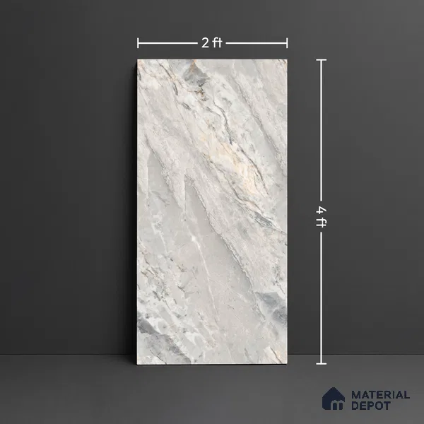 Marble Look Wall Tile TL 10547 Argenta Grey 4 ft x 2 ft Glossy Finish Vitrified Tile - 9 mm | Suitable For living Room, Bedroom, Bathroom