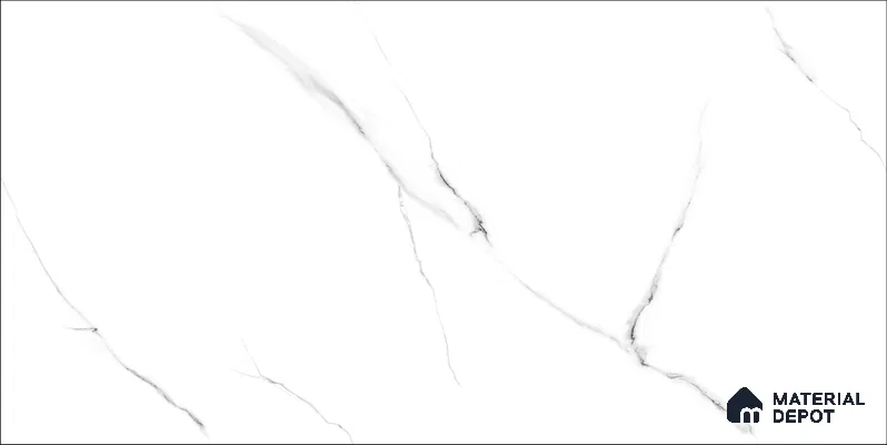 Marble Floor & Wall TL 12689 Thassos Pure 4 ft x 2 ft Glossy Finish Vitrified Tile - 9 mm | 4 Random Design