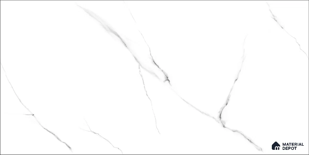 Marble Floor & Wall TL 12689 Thassos Pure 4 ft x 2 ft Glossy Finish Vitrified Tile - 9 mm | 4 Random Design