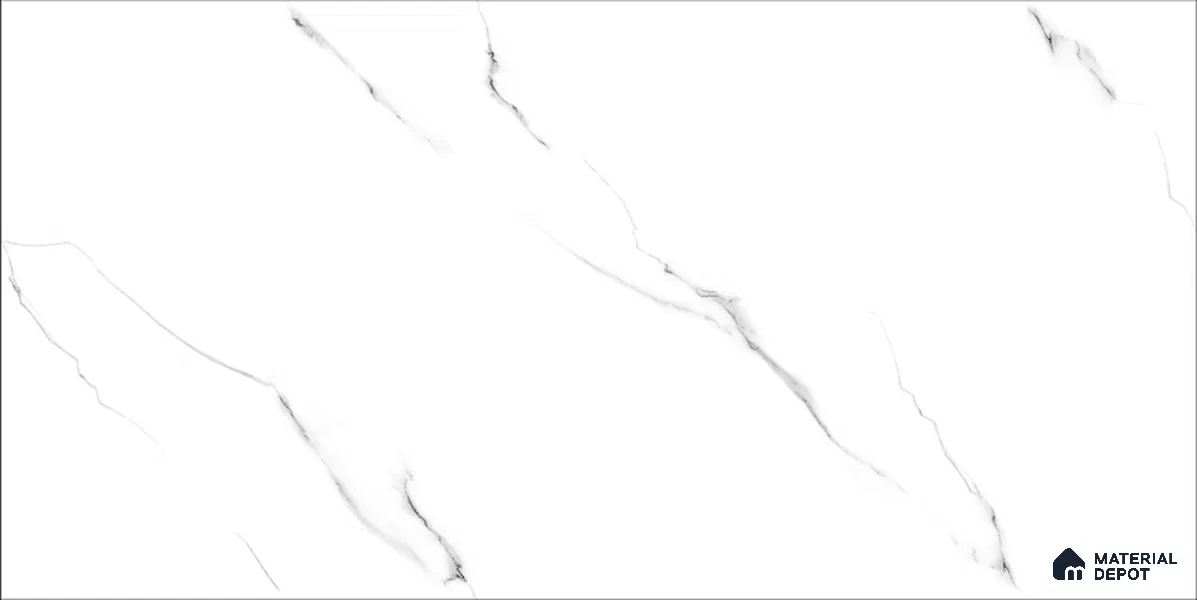 Marble Floor & Wall TL 12689 Thassos Pure 4 ft x 2 ft Glossy Finish Vitrified Tile - 9 mm | 4 Random Design
