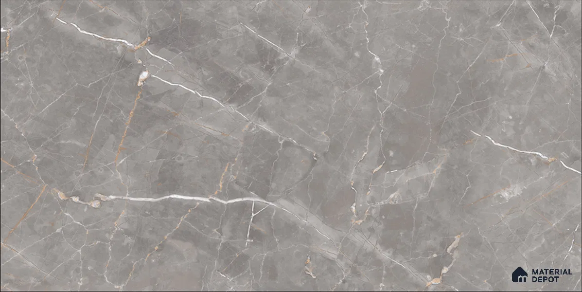 Marble Floor & Wall TL 12682 Tundra Grey 4 ft x 2 ft Glossy Finish Vitrified Tile - 9 mm | 4 Random Design